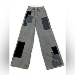 BDG Blue and Navy Corudoy Patchwork Flare Jeans
